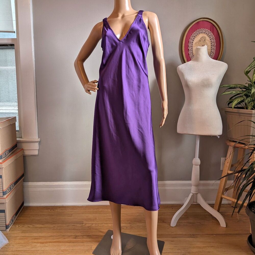 Target Future Collective Alani Noelle Satin Midi Slip Dress Purple Low Back - Picture 11 of 12
